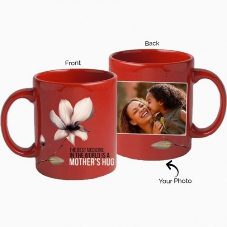 Red Personalised photo mug for mom