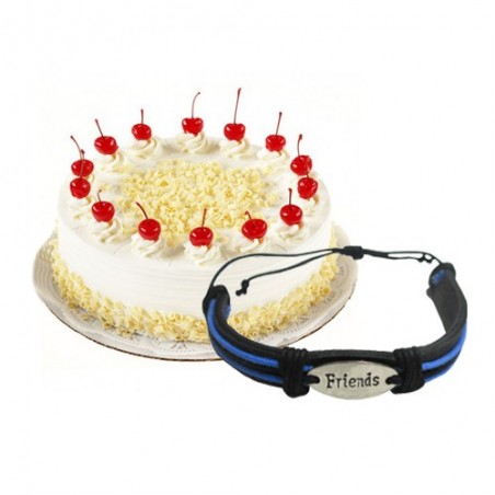 Tasty Whiteforest Cake With Friendship Band