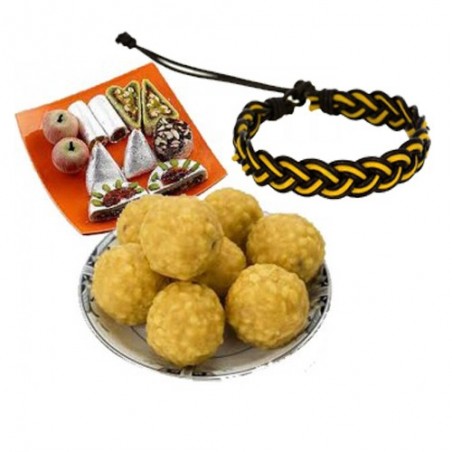 Laddu & Mix Kaju Sweet with Friendship Band