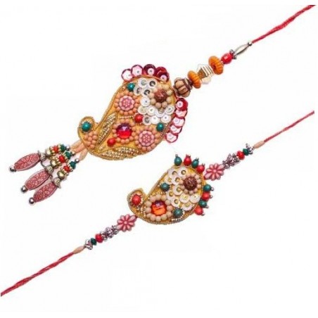 Keri Design Wooden Beads Bhaiya Bhabhi Rakhi