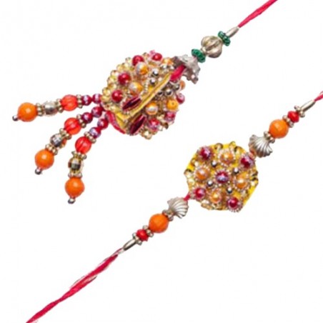 Multicolor Beads Pearls Bhaiya Bhabhi Rakhi