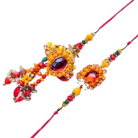 Heavy Crystal With Beads Bhaiya Bhabhi Rakhi