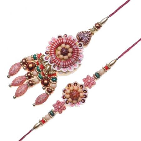 Wooden Beads Thread Bhaiya Bhabhi Rakhi