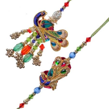 Auspicious Peacock Design Bhaiya Bhabhi Rakhi