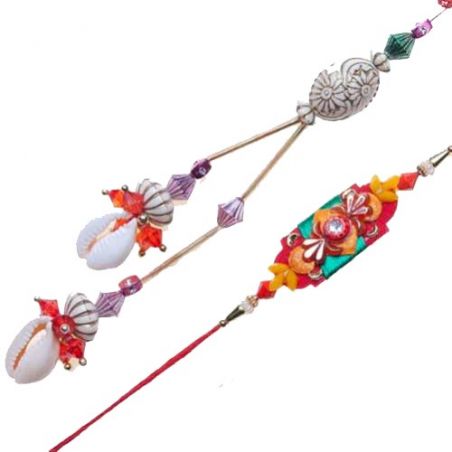 Conch With Colorfull Beads Bhaiya Bhabhi Rakhi