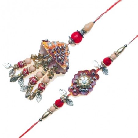 Copper Leaf Cone Shapped Bhaiya Bhabhi Rakhi
