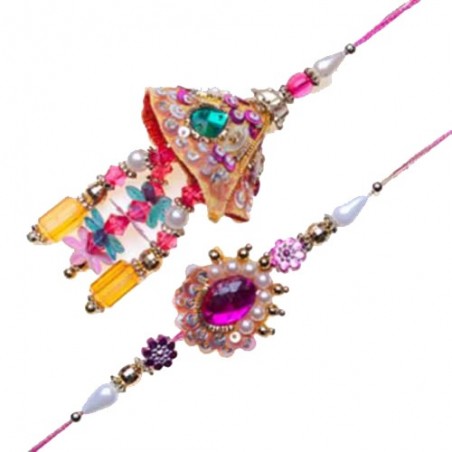 Cone Shape Pearl Crystal Bhaiya Bhabhi Rakhi