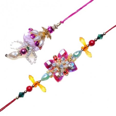 Colorfull Beads Crystal Bhaiya Bhabhi Rakhi