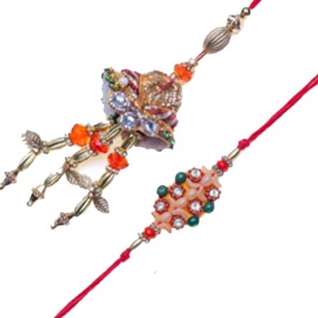 Copper Leaf Diamond Bhaiya Bhabhi Rakhi