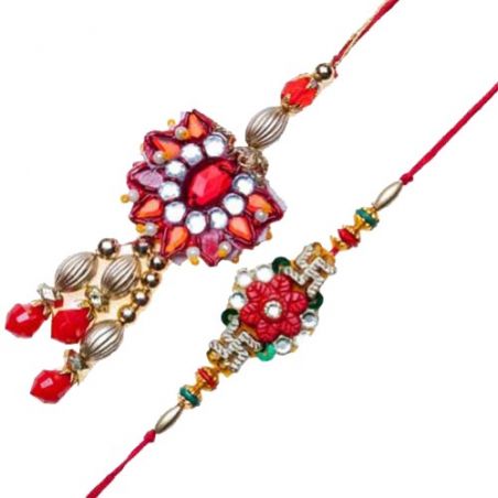 Kundan Beads Bhaiya Bhabhi Rakhi