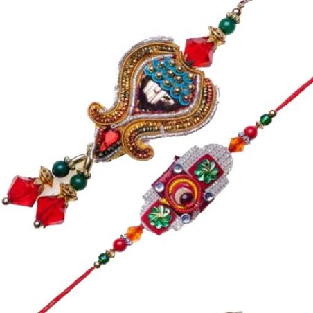 Handcrafted Zardoshi Bhaiya Bhabhi Rakhi