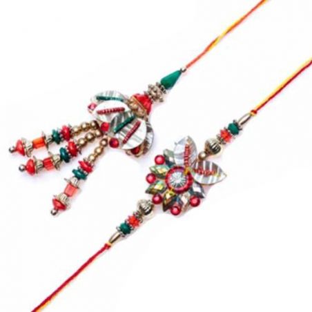 Colorfull Beads, Leaf Bhaiya Bhabhi Rakhi