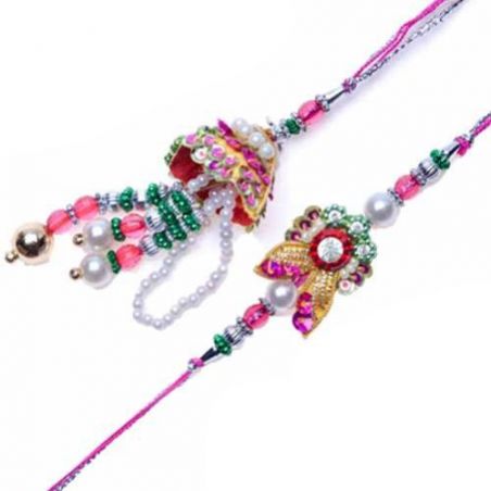 Pearls, Multicolor Beads Bhaiya Bhabhi Rakhi