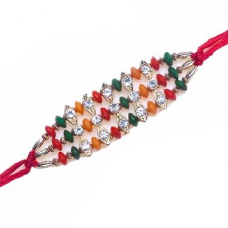 Multicolur Diamond Bracelet Rakhi