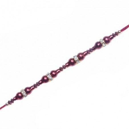 American Diamond Red Beads Bracelet Rakhi