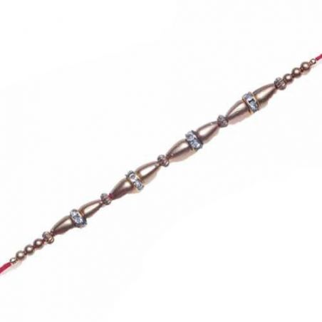 Golden Beads American Diamond Bracelet Rakhi