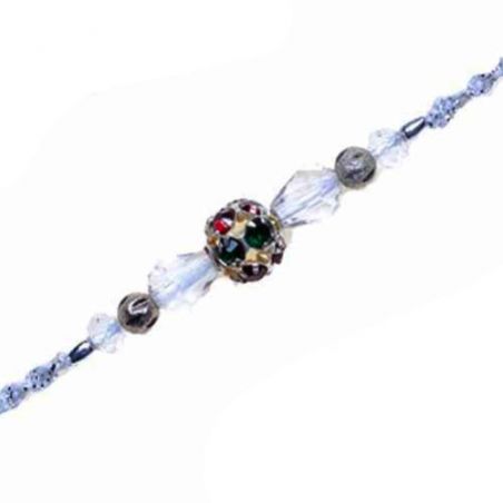 Colourfull American Diamond Ball, Crystal Rakhi