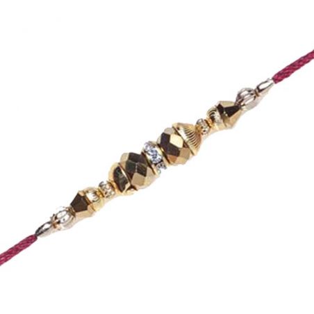 Golden Ball American Diamond rakhi