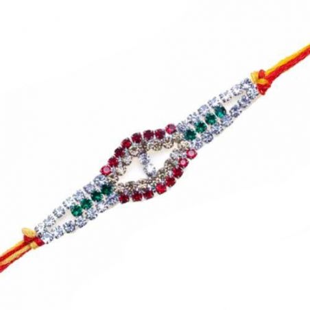 Multicolour Diamond American Diamond Rakhi