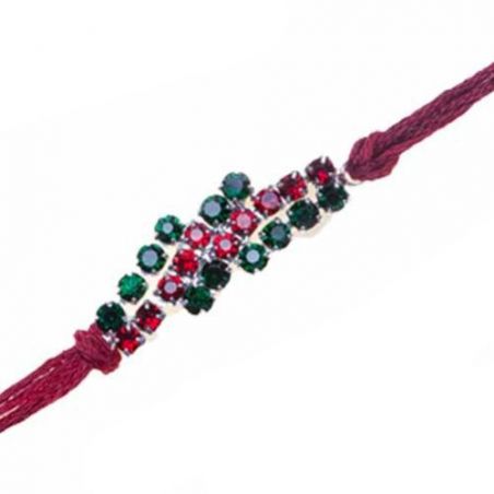 Green And Red American Diamond Rakhi