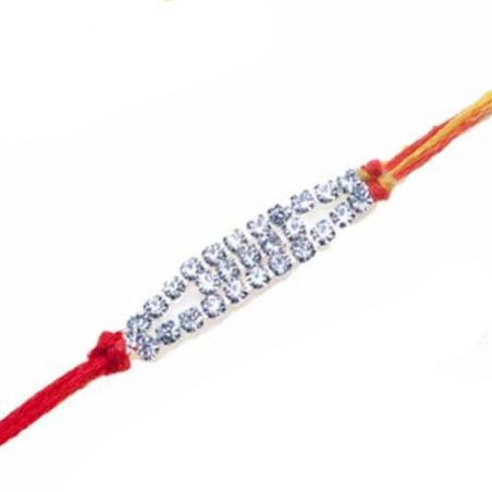 White American Diamond Rakhi