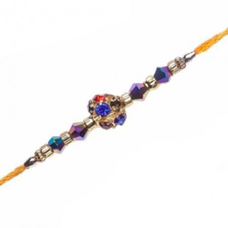 American Diamond Center Ball With Beads Rakhi