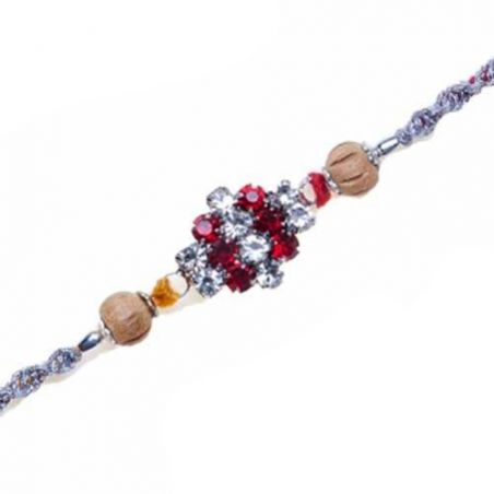 American Diamond With Wooden Beads Diamond Rakhi