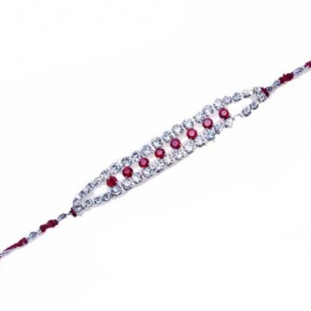 American Diamond With Red Beads Diamond Rakhi