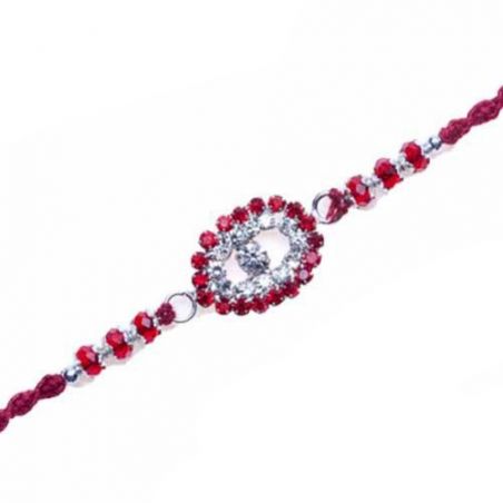 American Diamond With Red Beads Diamond Rakhi
