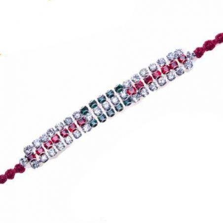 Three American Diamond Hoop Thread Rakhi