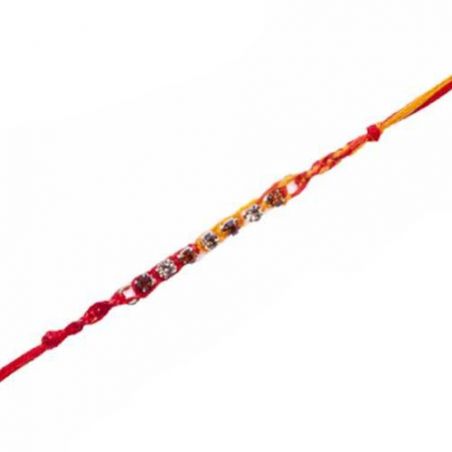 Red Beads, Thread Diamond Rakhi