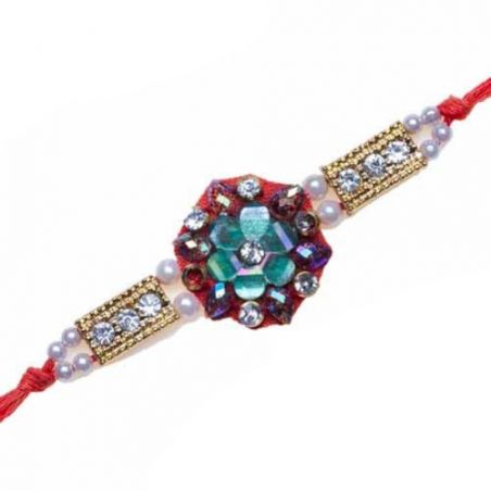 Floral Design Beads Jewelled Rakhi