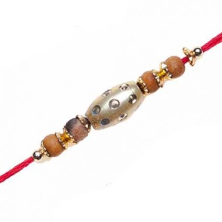 Gold Cylinder Jewelled Rakhi