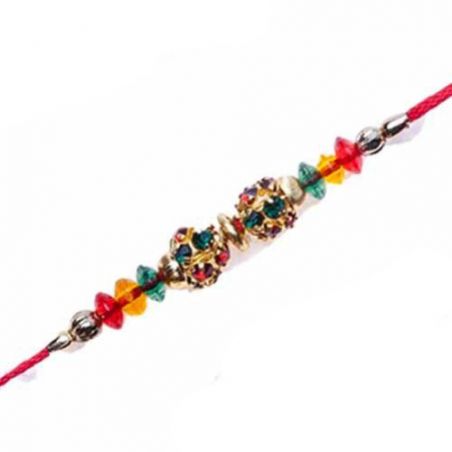 Multicolour Diamond Ball Jewelled Rakhi