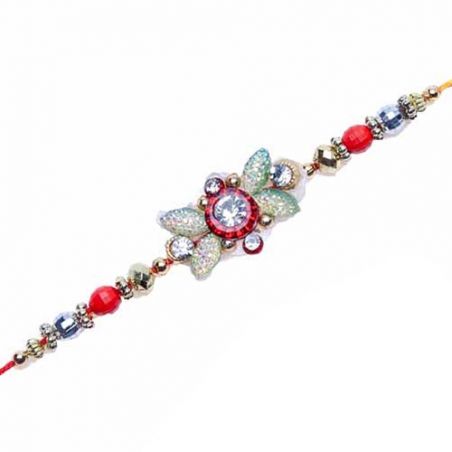 RED, WHITE , GREEN DIAMOND RAKHI