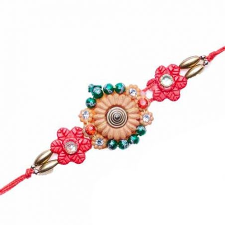 Diamond and pearl floral design rakhi