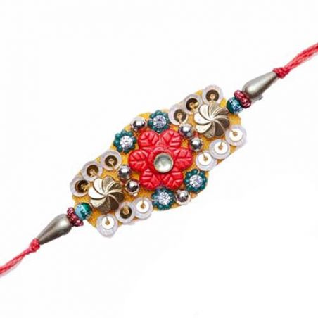 Stone And Glass Beads Mauli Rakhi