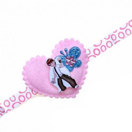 Pink Heart Butterfly Ben 10 Rakhi