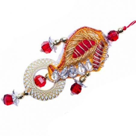 Zardosi Work Paisley Design Lumba Rakhi