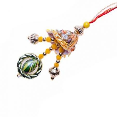 Wooden Beads And Diamond Fancy Rakhi