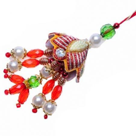 Wooden Beads With Golden Balls And Diamond Fancy Rakhi