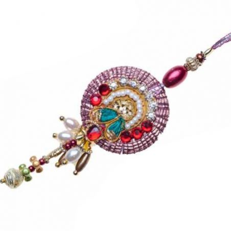 Metal Flower Leaf pearls Lumba Rakhi