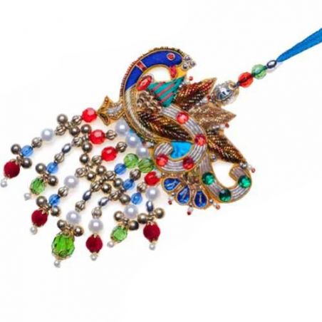 Heavy Zardosi Peacock Lumba Rakhi