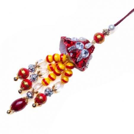 White Pearl Colour full Beads Lumba Rakhi