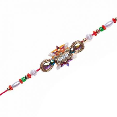 Wooden Beads Pearl Crystal Bracelet Rakhi
