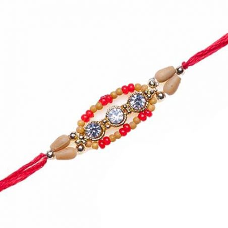 Diamond Shaped With Wooden Beads Diamond Rakhi