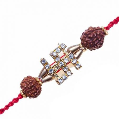 Swastik Rudraksh American Diamond Rakhi