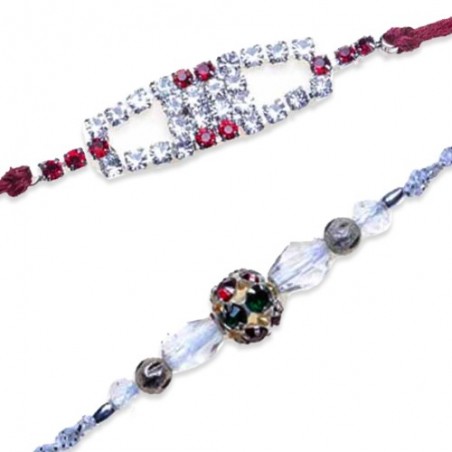 American Colourfull Diamond Ball Crystal Rakhi