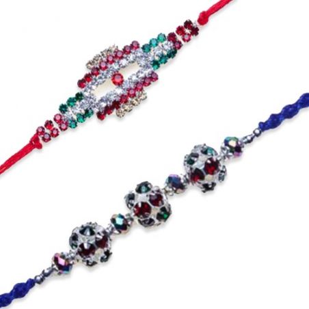 Multicolour Colourfull Balls American Diamond Rakhi