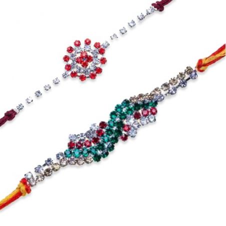 Floral Design Antique Work American Diamond Rakhi